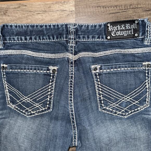 Rock and Roll Cowgirl Jeans Mid Rise Dark Wash 29x36 - Picture 4 of 9